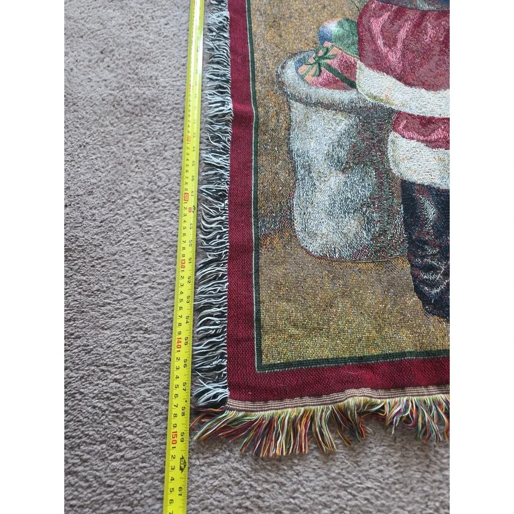 Vintage Martha Stewart Christmas Tapestry Throw Blanket Santa Claus 140